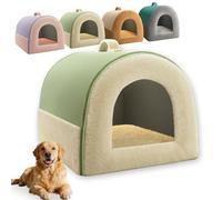 Lit Douillet pour Gros Chiens,Grotte Moelleuse pour Chats et Chiens d'intérieur,Coussin Amovible,Fond antidérapant,Niche pour Animaux Anti-anxiété (B,L-56x43x43CM)