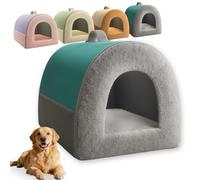 Lit Douillet pour Gros Chiens,Grotte Moelleuse pour Chats et Chiens d'intérieur,Coussin Amovible,Fond antidérapant,Niche pour Animaux Anti-anxiété (D,S-42x32x30CM)