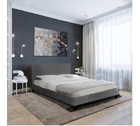 WEBER INDUSTRIES Lit 140x190 Dublin avec sommier/Gris foncé (Gris foncé, 140x190)