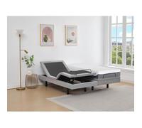 Lit électrique de relaxation déco + matelas mémoire de forme - 2 x 80 x 200 cm - Tissu - Gris - MENASINA de YSMÉE