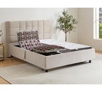 Lit électrique de relaxation déco tout plots + matelas 100% latex 3 zones - 2 x 70 x 190 cm - Tissu - Beige - JOFAR de DREAMEA