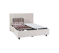 Lit électrique de relaxation déco tout plots + matelas ressorts ensachés et mémoire de forme - 2 x 80 x 200 cm - Tissu - Beige - MANAM de DREAMEA