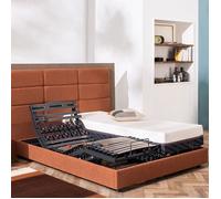 Lit électrique de relaxation en 5 plans de couchage 90x200 Plénitude Terre de Sienne - Rouge terracotta - Garantie 5 ans - Someo