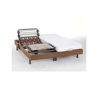Ensemble literie relaxation Vente-Unique.com Lit électrique relaxation lattes et plots matelas latex PANDORA II de DREAMEA - moteurs OKIN - chêne naturel - 2 x 90 x 200 cm