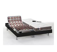 Lit électrique relaxation tout plots matelas 100% latex 3 zones JUPITER de DREAMEA - Noir - 2 x 80 x 200 cm - moteurs OKIN