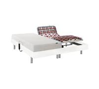 Lit électrique de relaxation tout plots + matelas accueil latex - 2 x 80 x 200 cm - Blanc - ETHER de YSMEE
