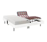 Lit électrique relaxation tout plots matelas accueil latex - 2 x 80 x 200 cm - Blanc - ETHER de DREAMEA