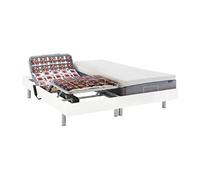 Lit électrique de relaxation tout plots + matelas mémoire de forme - 2 x 70 x 190 cm - Blanc - HESIODE III de YSMEE