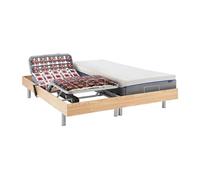 Lit électrique de relaxation tout plots + matelas mémoire de forme - 2 x 70 x 190 cm - Chêne - HESIODE III de DREAMEA