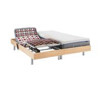 Lit électrique de relaxation tout plots + matelas mémoire de forme - 2 x 70 x 190 cm - Chêne - HESIODE III de YSMEE
