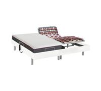 Lit électrique de relaxation tout plots + matelas mémoire de forme - 2 x 80 x 200 cm - Blanc - ATRIDE de YSMEE