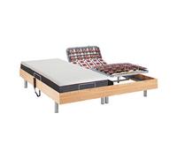Lit électrique de relaxation tout plots + matelas mémoire de forme - 2 x 80 x 200 cm - Chêne - ATRIDE de YSMEE