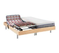 Lit électrique relaxation tout plots matelas mémoire de forme HESIODE III de DREAMEA - moteurs OKIN - chêne naturel - 2 x 80 x 200 cm