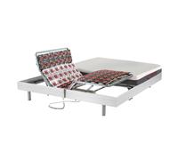 Lit électrique de relaxation tout plots + matelas mémoire de forme - 2 x 90 x 200 cm - Blanc - ATRIDE de DREAMEA