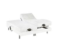 Lit électrique relaxation tout plots matelas mémoire de forme et bambou LYSIS III de NATUREA - moteurs OKIN - 2 x 70 x 190 cm - blanc