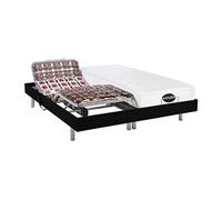 Lit électrique relaxation tout plots matelas mémoire de forme et bambou LYSIS III de NATUREA - moteurs OKIN - 2 x 70 x 190 cm - noir