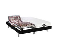 Lit électrique de relaxation tout plots + matelas mémoire de forme et bambou - 2 x 70 x 190 cm - Noir - LYSIS III de NATUREA