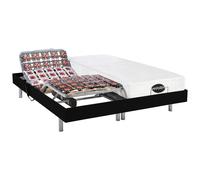 Lit électrique relaxation tout plots matelas mémoire de forme et bambou LYSIS III de NATUREA - moteurs OKIN - 2 x 70 x 190 cm - noir