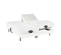 Lit électrique de relaxation tout plots + matelas mémoire de forme et bambou - 2 x 80 x 200 cm - Blanc - LYSIS III de NATUREA