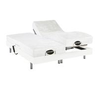 Lit électrique relaxation tout plots matelas mémoire de forme et bambou LYSIS III de NATUREA - moteurs OKIN - 2 x 80 x 200 cm - blanc