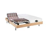 Lit électrique de relaxation tout plots + matelas mémoire de forme et bambou - 2 x 80 x 200 cm - Chêne - LYSIS III de NATUREA