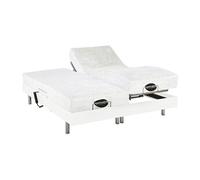 Lit électrique de relaxation tout plots + matelas mémoire de forme et bambou - 2 x 90 x 200 cm - Blanc - LYSIS III de NATUREA