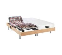 Lit électrique de relaxation tout plots + matelas mémoire de forme et bambou - 2 x 90 x 200 cm - Chêne - LYSIS III de NATUREA