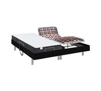 Vente-unique - Lit électrique de Relaxation Tout plots + Matelas Ressorts ensachés et mémoire Forme - 2 x 70 x 190 cm - Noir - PHANES de YSMÉE