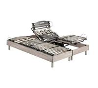 Lit électrique - EBAC LITERIE - S73 - Lattes bois (multiplis) - Réglage fermeté lombaires - 2x80x200 Jaune