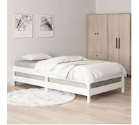 Lit empilable en bois de pin - WIENS - 90x190 cm - Blanc - Bois de pin massif - Empilable - Robuste