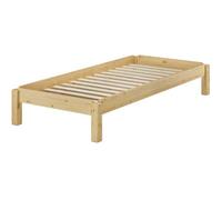 Lit empilable en pin massif naturel 90x200, lit simple avec sommier 60.48-09