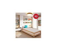 Lit empilable JONAS 90x200 (lot de deux lits)+ 2 sommiers / Hêtre