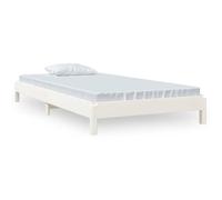 Lit Empilable sans matelas 1 place Blanc 90x190 cm en bois avec lattes de soutien et sommier à lattes inclus pour Chambre 455925
