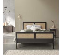 Lit en acajou massif et cannage 160 cm avec sommier