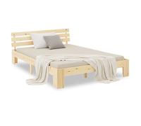 Homestyle4u - Lit en bois 2192: Lit double 120x200 cm, pin massif naturel, sommier à lattes