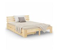 Homestyle4u Lit double 140x200 cm avec tiroir de lit Marron G