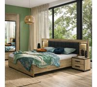 Lit en bois 160x200cm style industriel + chevets PIERRE