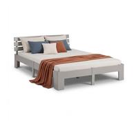 Homestyle4u Lit Double lit futon en Bois 180x200 lit pin Gris Cadre de lit en Bois Massif