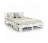 Homestyle4u Lit en Bois 180x200 cm Blanc - Lit Double avec 2 Matelas à Ressorts - Massif