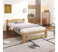 Lit en bois 90/140 x 200 cm, lit simple en bois massif avec tête de lit et cadre de lit de style maison de campagne, lit d'enfant, lit d'adolescent, lit d'appoint, cadre de lit futon en pin, lit Dimen