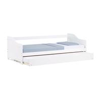 Lit en bois 90 x 200 cm, blanc | convertible en lit double | lit superposé | avec sommier à lattes | lit gigogne,