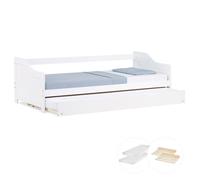 Lit gigogne 90x200 2 matelas bois blanc