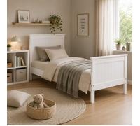 Lit en bois 90 x 200 cm blanc Lit simple Avec sommier à lattes Style cottage Chambre d'enfant d'adolescent ou d'invité