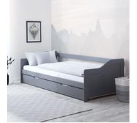 Homestyle4u Lit gigogne 90x200 cm Gris