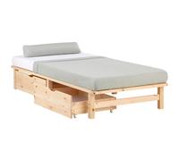 Lit en bois 90x200 2 tiroirs sommier à lattes simple palette massif Homestyle4u