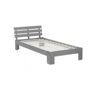 Homestyle4u Lit simple 2035 en bois massif 90x200 – cadre à lattes en pin – Gris