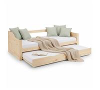 Homestyle4u Lit simple, pour enfant, en bois de pin massif, extensible, 90 x 200 cm, naturel, avec sommier à lattes, article 2929