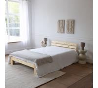Lit en bois avec tête de lit 140x200cm FINN Marron