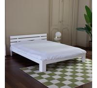 Lit en bois avec tête de lit 160x200cm blanc FINN Blanc