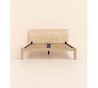 Lit en bois clair 140x190 cm - Avec tête de lit - Bois de bouleau massif éco-responsable -- Haut de gamme - Durable et robuste - Tediber